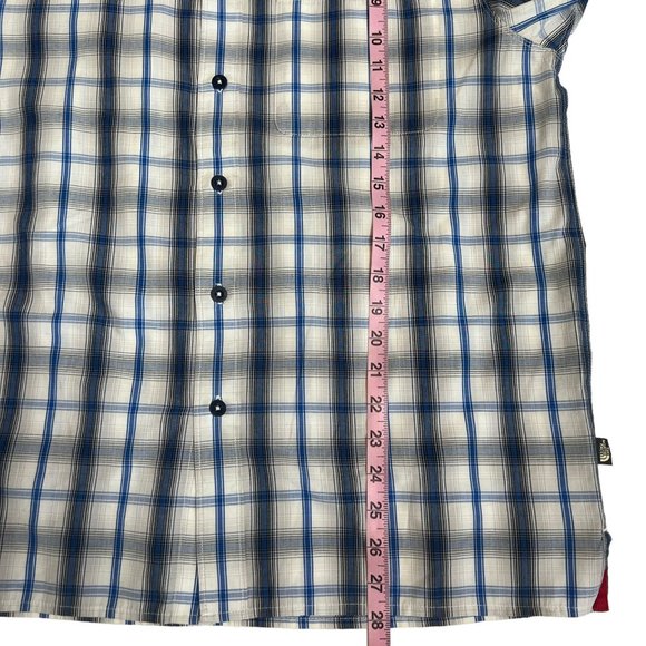 The North Face Short Sleeve Button Down Plaid Blue Shirt Medium - Picture 7 of 7